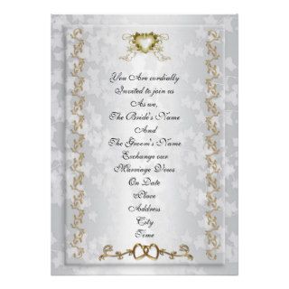Wedding invitation elegant gold hearts