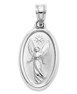 14k White Gold Charm, Guardian Angel Charm   Jewelry & Watches