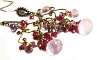 rose quartz ruby amethyst peridot earrings by prisha jewels