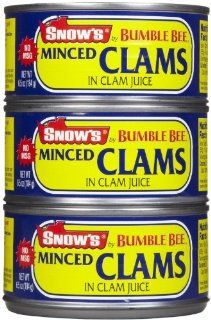 Snow's Bumble Bee Minced Clams in Clam Juice 6.5 oz  Clams Seafood  Grocery & Gourmet Food