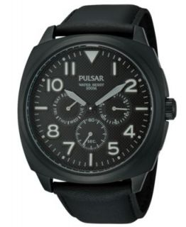Pulsar Watch, Mens Chronograph Black Polyurethane Strap 47mm PT3207   Watches   Jewelry & Watches
