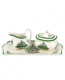 Spode Dinnerware, Christmas Tree Sugar and Creamer with Tray   Fine China   Dining & Entertaining