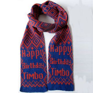 personalised 'happy birthday' scarf by one woman collective