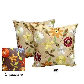 'Milena' Floral Embroidered Jewel Embellished 18x18 inch Throw Pillows (Set of 2) Throw Pillows