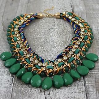 green weave bib necklace by my posh shop