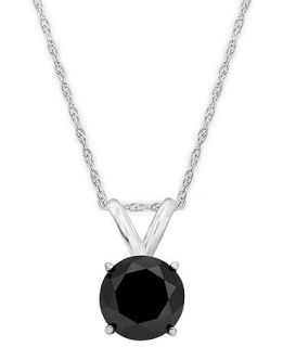14k White Gold Necklace, Black Diamond Bezel Pendant (1/4 ct. t.w.)   Necklaces   Jewelry & Watches