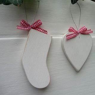 christmas tree decoration with gingham bow by rachel pettitt designs
