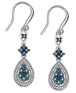 Diamond Teardrop Earrings in Sterling Silver (1/10 ct. t.w.)   Earrings   Jewelry & Watches