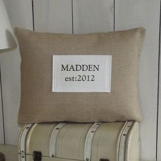 ' family est year ' personalised cushion by rustic country crafts