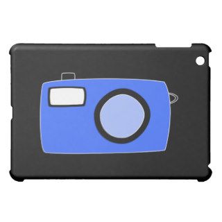 Bright Blue Camera. On Black. iPad Mini Cover