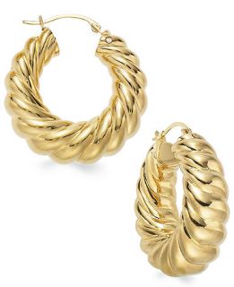 Signature Gold Ribbed Hoop Earrings in 14k Gold   Earrings   Jewelry & Watches