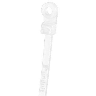 Panduit PLC1.5I S8 C Pan Ty Clamp Tie, Nylon 6.6, Intermediate Cross Section, Plenum Rated, Curved Tip, #8 Screw Size, 40lbs Min Tensile Strength, 1.25" Max Bundle Diameter, 0.174" Nominal Hole Diameter, 0.045" Thickness, 0.135" Width, 