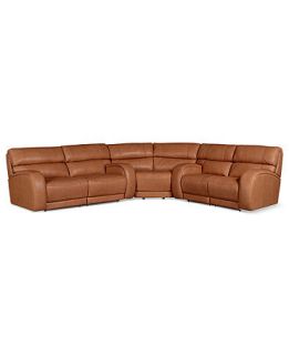 Damon Leather 3 Piece Power Reclining Sectional Sofa (Sofa, Wedge and Loveseat)   Furniture