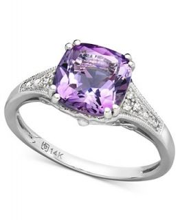 14k White Gold Ring, Amethyst (2 1/5 ct. t.w.) and Diamond Accent Ring   Rings   Jewelry & Watches