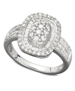 Diamond Ring, 14k White Gold Diamond Square Cluster (1 ct. t.w.)   Rings   Jewelry & Watches