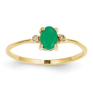 14k Diamond & Emerald Birthstone Ring Jewelry
