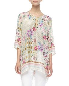 Johnny Was Collection Silk Loose Fit Tunic