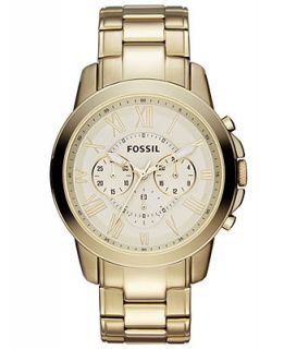Fossil Mens Chronograph Grant Gold Tone Stainless Steel Bracelet Watch 44mm FS4814   Watches   Jewelry & Watches