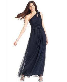 Xscape Dress, Sleeveless One Shoulder Ruched Gown   Dresses   Women