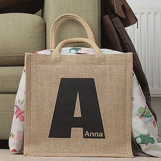personalised initial jute shopping bag by tillyanna