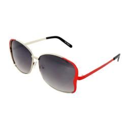 Stylish Butterfly Sunglasses Silver and Red Frame Purple Black Lenses for Women and Men Fashion Sunglasses