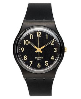 Swatch Watch, Unisex Swiss Golden Tac Black Silicone Strap 34mm GB274   Watches   Jewelry & Watches