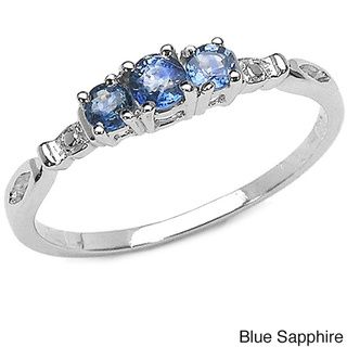 Malaika Sterling Silver Sapphire 3 stone Ring Malaika Gemstone Rings