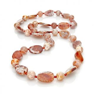 Jay King Ginger Flower Spider Web Agate and Carnelian Beaded Necklace