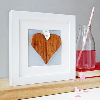 personalised 'loves' framed heart by clara and macy