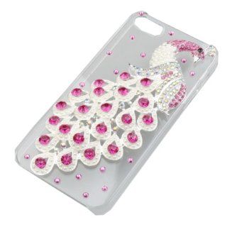 Rose Luxurious Rhinestone Crystal Hard Case Bling Beautiful Pearl Peacock Princess Cover Skin For iPhone 5 5S Cell Phones & Accessories