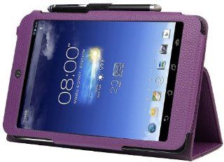 Evecase SlimBook Leather HandStrap Folio Stand Case Cover for Asus MeMO Pad HD 7 ME173X / ME173   7'' Android Tablet (Purple) Computers & Accessories