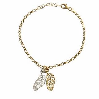gold feather charm bracelet by lily charmed