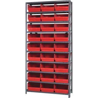 Quantum Storage Complete Shelving System with 6in. Bins — 36in.W x 12in.D x 75in.H, 27 bins (11 5/8in.L x 11 1/8in.W x 6in.H each), Model# 1275209  Single Side Bin Units
