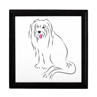Cute Shaggy Dog Beareded Collie Drawing Jewelry Box