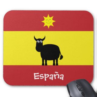 Funny Spanish Bull & Sun España Flag Mousepads