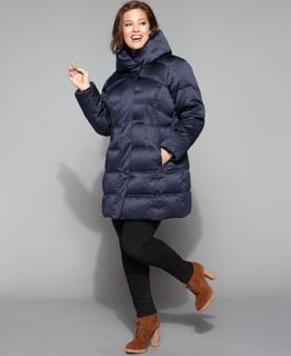 Larry Levine Plus Size Coat, Mid Length Pillow Collar Down   Coats   Women