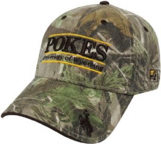 Wyoming Realtree Camo Stretch  Fit with Classic Bar Design Hat  Baseball Caps  Clothing
