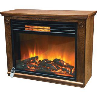 Source Green Heat Infrared Quartz Rolling Fireplace with Oak Mantel — 5200 BTU, Model# SGH002FRP13