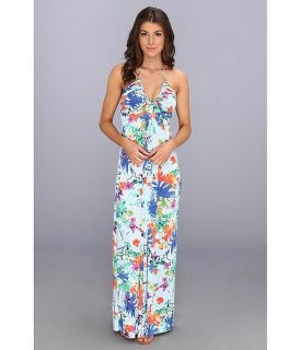 Tbags Los Angeles Deep V Ruched Maxi Dress w/ Braided Ties