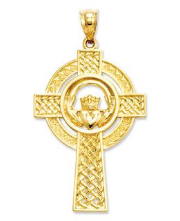 14k Gold Charm, Celtic Claddagh Cross Charm   Jewelry & Watches