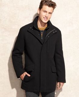 Cole Haan Coat, Leather Trim Italian Wool Blend Twill Car Coat   Coats & Jackets   Men