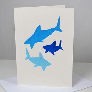 handmade trio of sharks card by yeyah