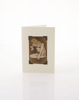 50s pin up greetings card by vintage playing cards