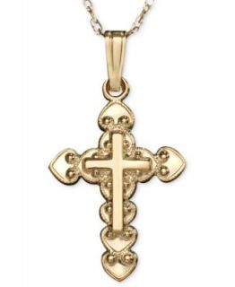 Childrens 14k Gold Diamond Accent Cross Pendant   Necklaces   Jewelry & Watches