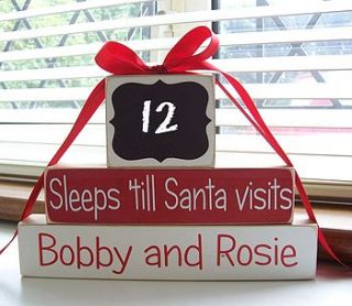 personalised 'sleeps 'till santa' blocks by bobby loves rosie