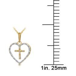 14k Gold 1/10ct TDW Diamond Cross in Heart Necklace (I J, I2 I3) Diamond Necklaces