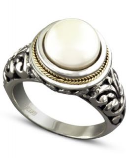 EFFY Dyed Black Cultured Freshwater Pearl Ring (10mm) in Sterling Silver and 18k Gold   Rings   Jewelry & Watches
