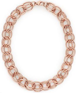 Bronzarte 18k Rose Gold over Bronze Necklace, Textured Link Necklace   Necklaces   Jewelry & Watches