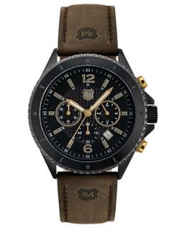 Andrew Marc Watch, Mens Chronograph Brown Leather Strap 46mm A11405TP   Watches   Jewelry & Watches