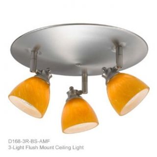 3 Light Multi Directional Ceiling Fixture in Brushed Steel with Amber Glass Shades D168 3R BS AMF   Track Lighting Kits  